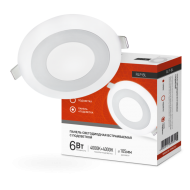 Панель светодиодная встраиваемая круглая RLP-BL 6Вт 230В 4000К 350Лм 105мм с подсветкой белая IP20 IN HOME