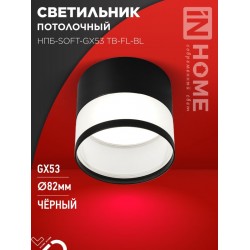 Светильник потолочный НПБ-SOFT-GX53 TB-FL-BL под GX53 матовый плафон, 82х70мм черный IN HOME