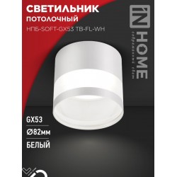 Светильник потолочный НПБ-SOFT-GX53 ТB-FL-WH под GX53 матовый плафон, 82х70мм белый IN HOME