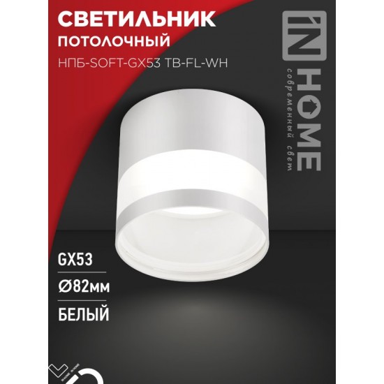 Купить оптом Светильник потолочный НПБ-SOFT-GX53 ТB-FL-WH под GX53 матовый плафон, 82х70мм белый IN HOME в Беларуси