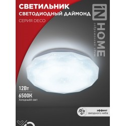 Светильник светодиодный серии DECO ДАЙМОНД 12Вт 230В 6500К 1080Лм 210х55мм IN HOME